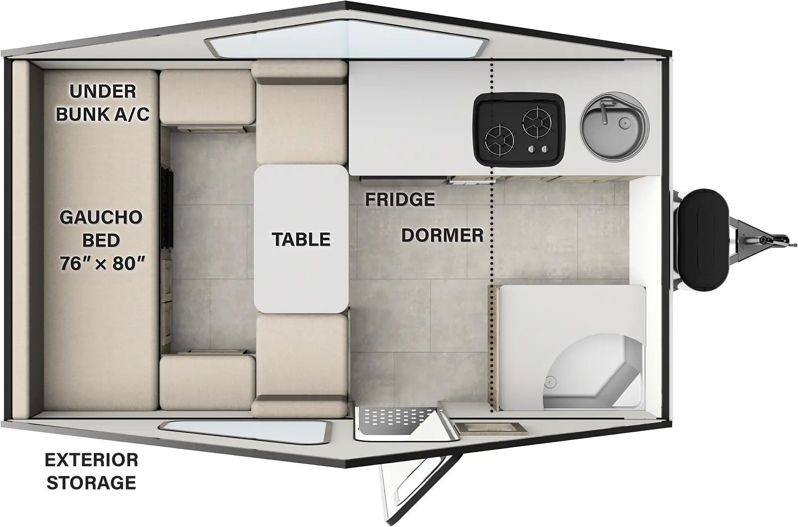Flagstaff Hardside Pop Up Campers T12RG Floorplan